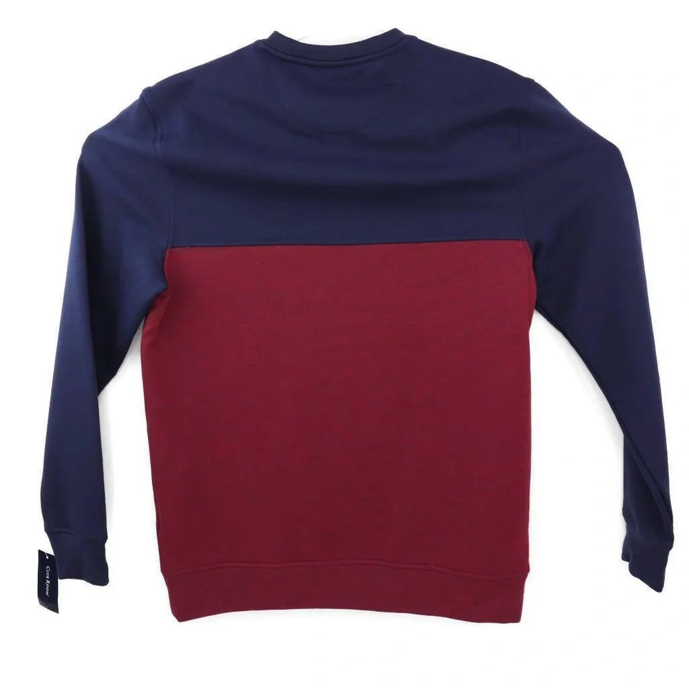 Club Room Mens Fleece Sweatshirt Fire Red Blue Col - Picture 2 of 7